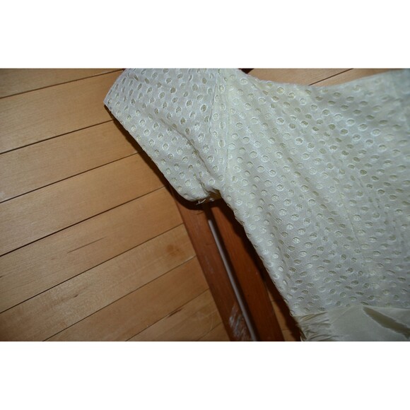 Vintage Gown 1950s Punched Eyelet Light Sage Full Swing with Sash - Picture 8 of 8